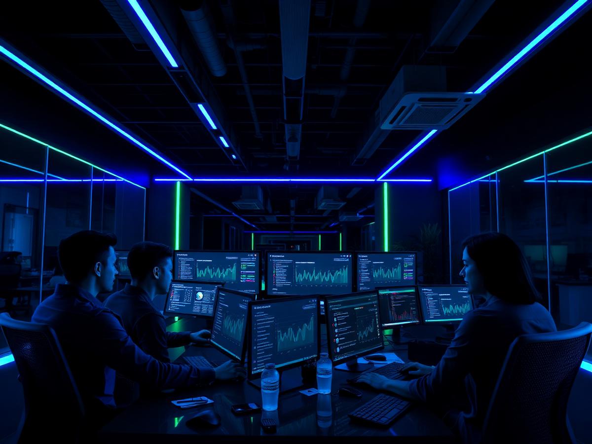 Equipe da GoDigital Brasil acompanhando painéis de tecnologia e atendimento